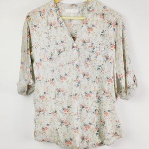 Anthropologie Floral Cotton Tee